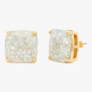 Kate Spade Mini Small Square Stud Earrings - Opal Glitter